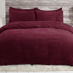 Super Soft Cosy Teddy Wine Duvet Cover Set