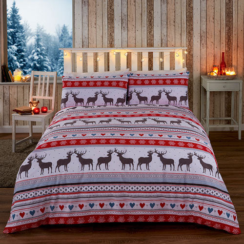 Christmas Red Oslo Red Duvet Cover Set