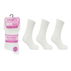 6 Pairs Ladies Eazy Grip Non Elastic Socks White Size 4-8