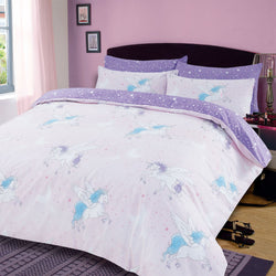 Children Sparkle Unicorn Reversible Blush Pink Duvet Set