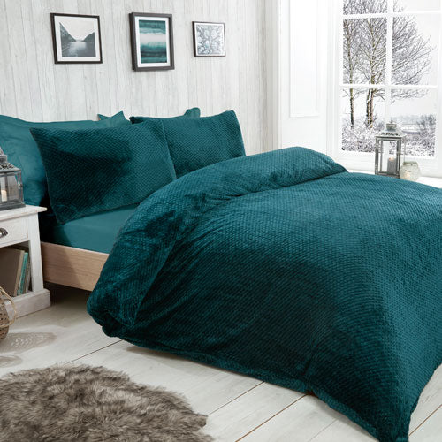 Super Soft Waffle Fleece Emerald Duvet Cover Set