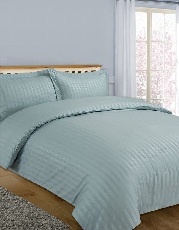 Brentfords Satin Stripe Light Blue Duvet Set