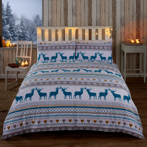 Christmas Red Oslo Teal Duvet Cover Set