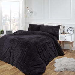 Brentfords Teddy Fleece Black Duvet Cover Set