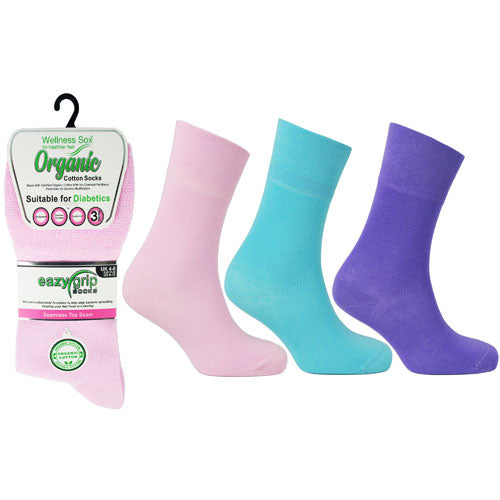 6 Pairs Ladies Wellness Organic Cotton Socks Toronto Size 4-8