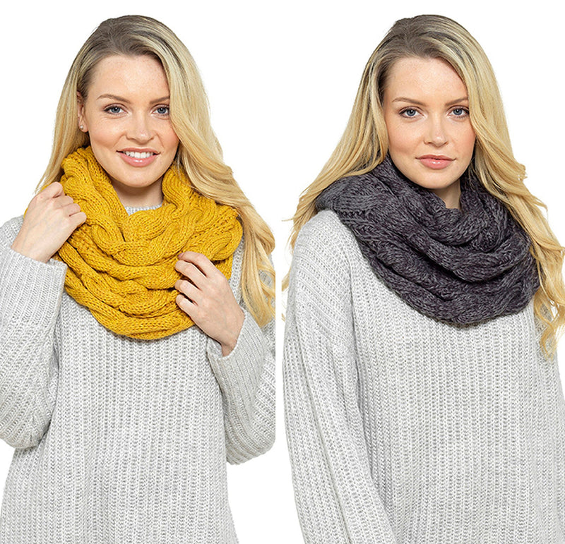 Ladies Cable Knitted Soft Snoods by Foxbury