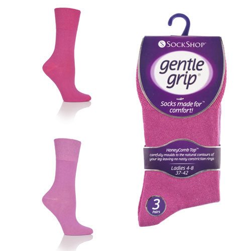 6 Pairs Ladies Gentle Grip Socks Blossom Size 4-8