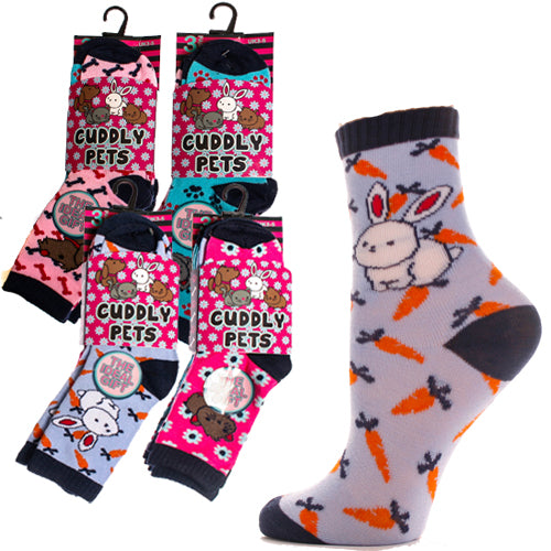 6 Pairs Girls Cuddly Pets Novelty Socks