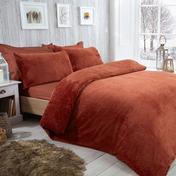 Super Soft Waffle Fleece Rust Duvet Cover Set