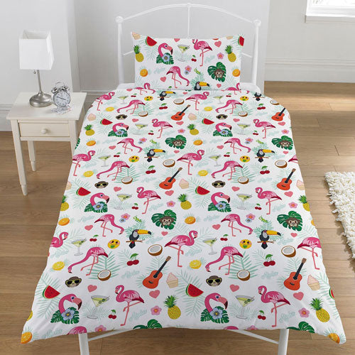 Emoji Flamingo Reversible Single Duvet Set