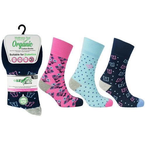 6 Pairs Ladies Wellness Organic Cotton Socks Hawaii Size 4-8