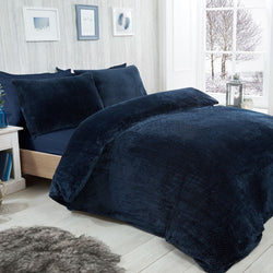 Super Soft Waffle Fleece Navy Duvet Cover Set