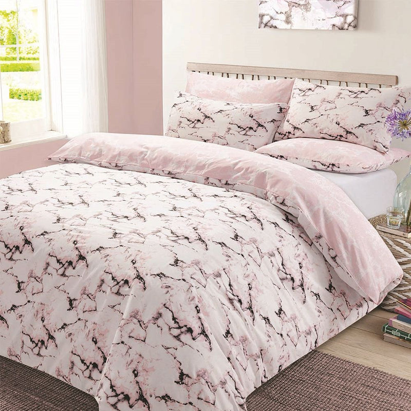 Marble Design Pink Duvet Set