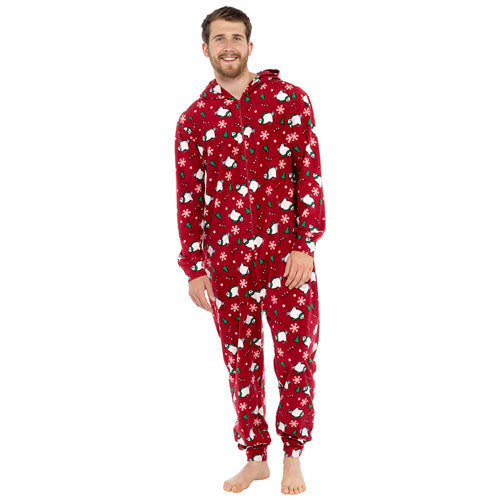 Mens Christmas Red Fleece Onesie Medium - XXL