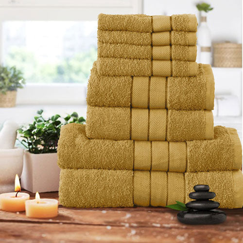 Luxurious 8 Piece Towel Bale Set Mustard / Ochre