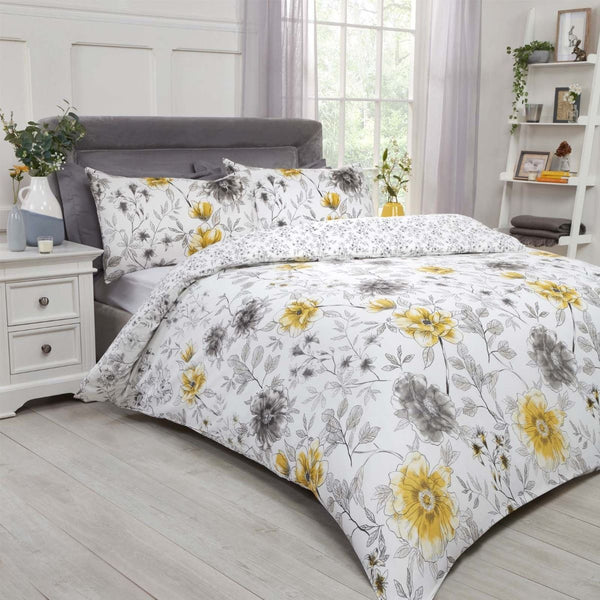 Botanical Garden Ochre Grey Duvet Set