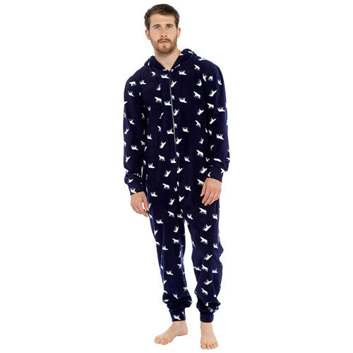 Mens Christmas Navy Fleece Onesie Medium - XXL