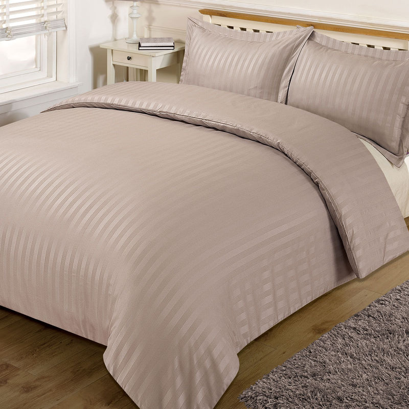 Brentfords Satin Stripe Mink Duvet Set