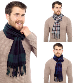 Mens Soft Fleece Checked Scarves by Tom Franks