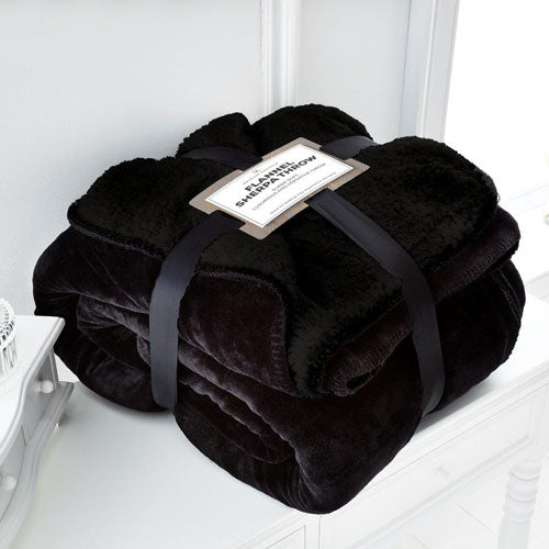 Black Flannel Sherpa Throw