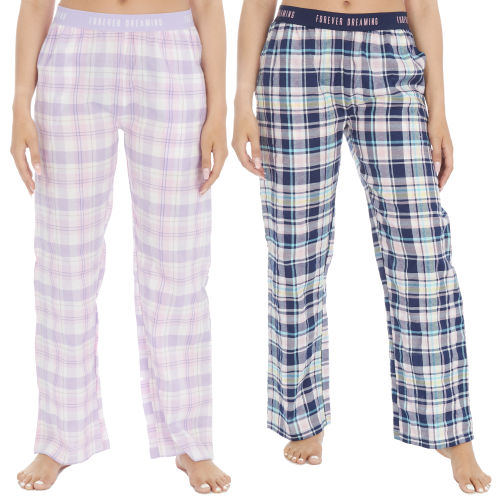 Ladies Woven Check Pants Long Size Small - XL