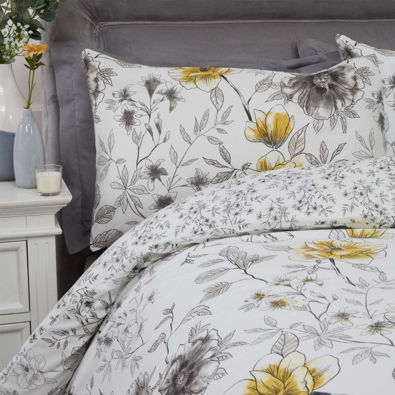 Botanical Garden Ochre Grey Duvet Set