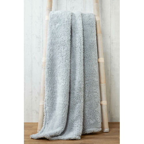 Soft & Cosy Teddy Silver Blanket Throw