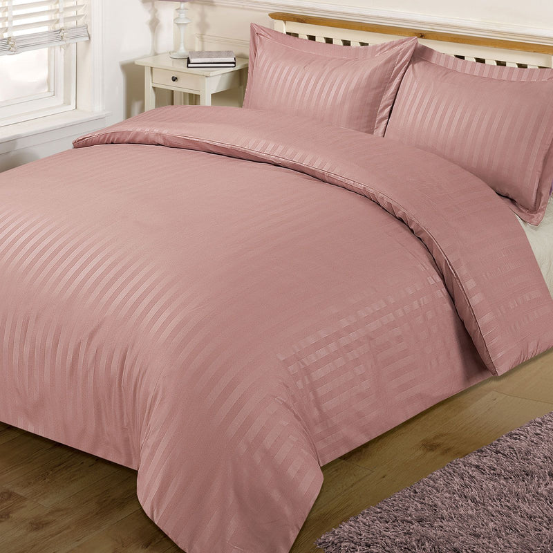 Brentfords Satin Stripe Pink Duvet Set