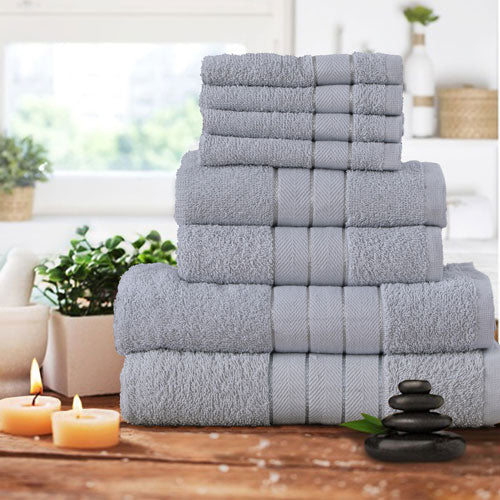 Luxurious 8 Piece Towel Bale Set Silver