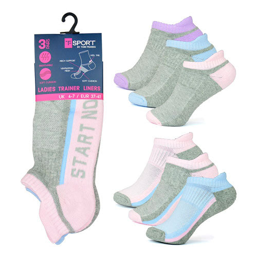 12 Pairs Slogan Trainer Socks Size 4-8