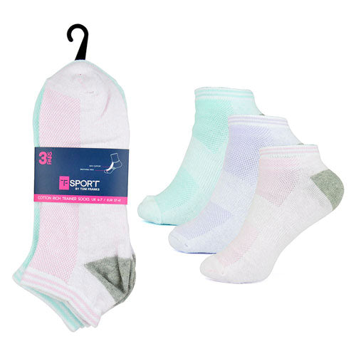 12 Pairs Sport Trainer Socks Size 4-8