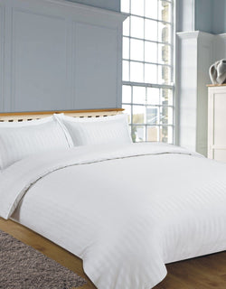 Brentfords Satin Stripe White Duvet Set