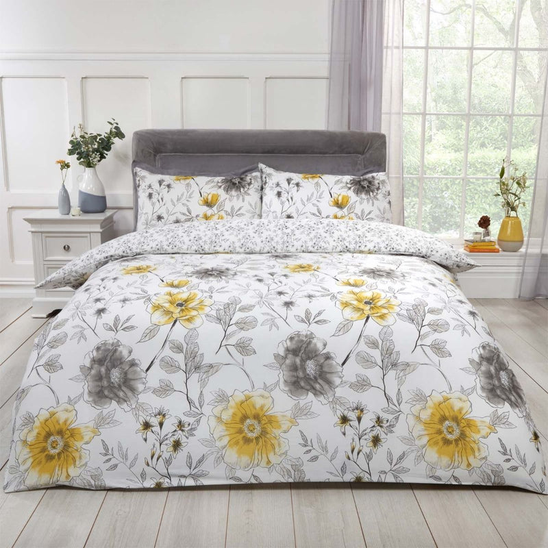 Botanical Garden Ochre Grey Duvet Set