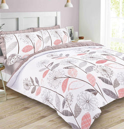 Allium Floral Tartan Check Design Blush Pink Duvet Set