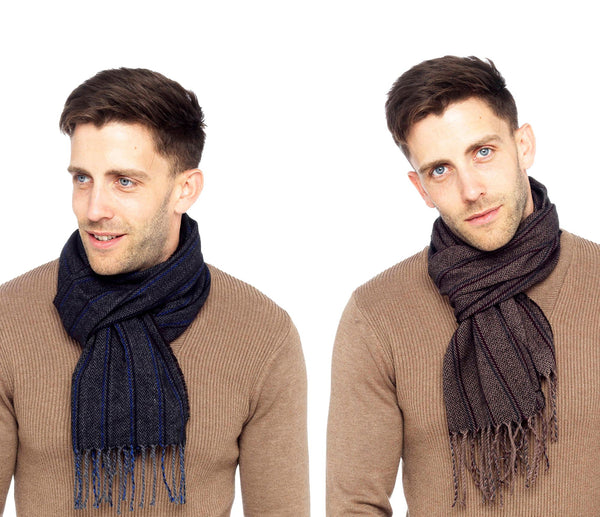 Mens Herringbone Striped Scarves by Tom Franks