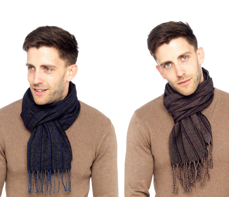 Mens Herringbone Striped Scarves by Tom Franks