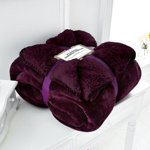 Aubergine Flannel Sherpa Throw