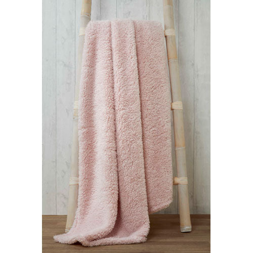 Soft & Cosy Teddy Blush Pink Blanket Throw