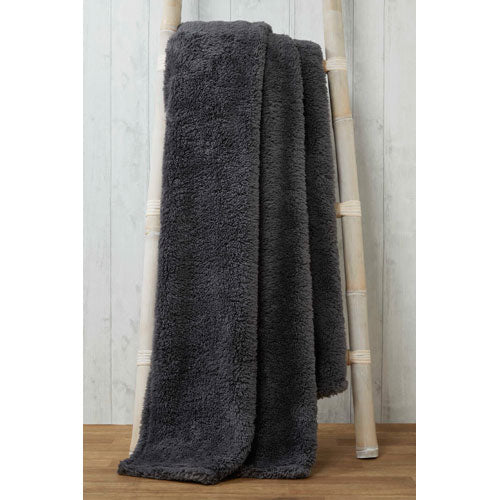 Soft & Cosy Teddy Charcoal Blanket Throw