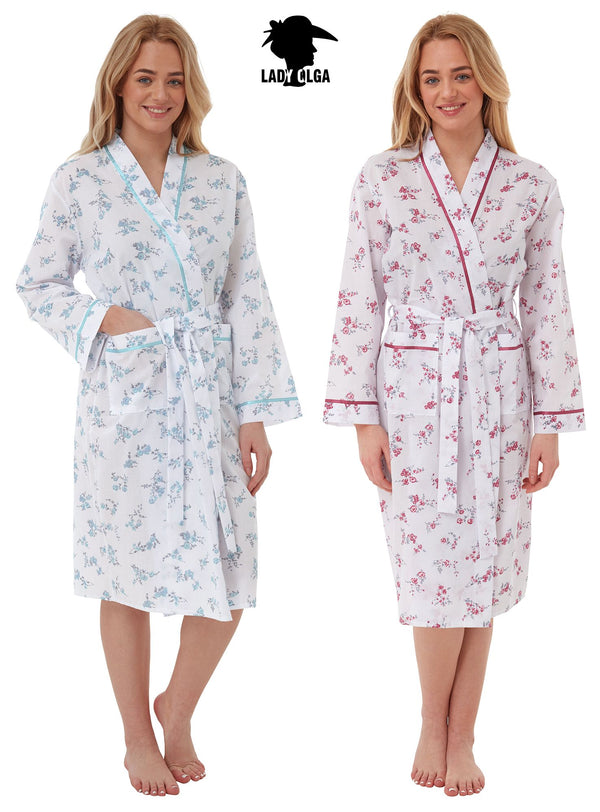 Ladies Poly Cotton Floral Gowns Robes Wraps by Lady Olga Size 10 -24