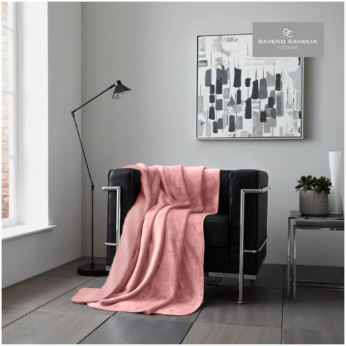 Blush Pink Flannel Sherpa Throw