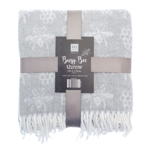 Bee Design Acrylic Throw Grey