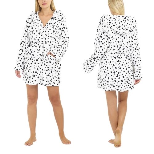 Ladies Novelty Fleece Dalmatian Dressing Gown Size Small - XL