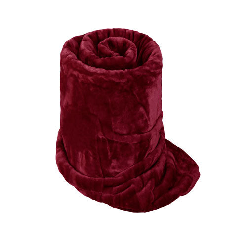 Faux Fur Mink Burgundy Blanket Throw