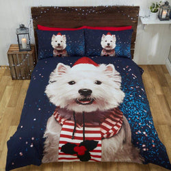 Christmas Westie Dog Duvet Set