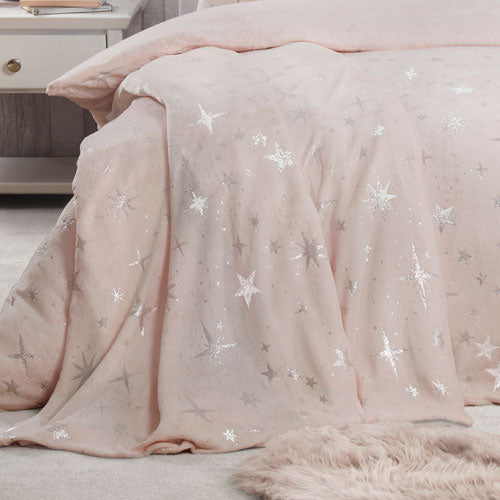 Comfy Fleece Scattered Pink Bed Throw Size 120 x 150cm