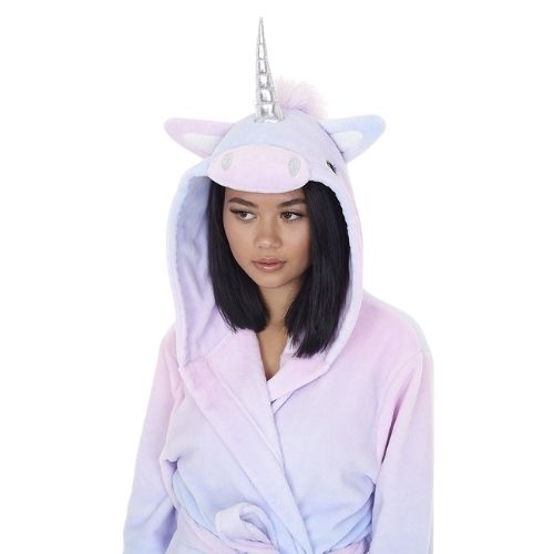 Ladies Novelty Fleece Unicorn Dressing Gown Size Small - XL