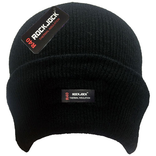 Smooth Knit Turn Up Hat With Thermal Lining