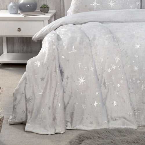 Comfy Fleece Scattered Silver Bed Throw Size 120 x 150cm