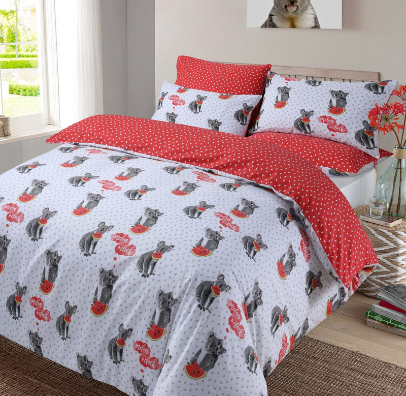 Koala Animal Print Design Red Duvet Set